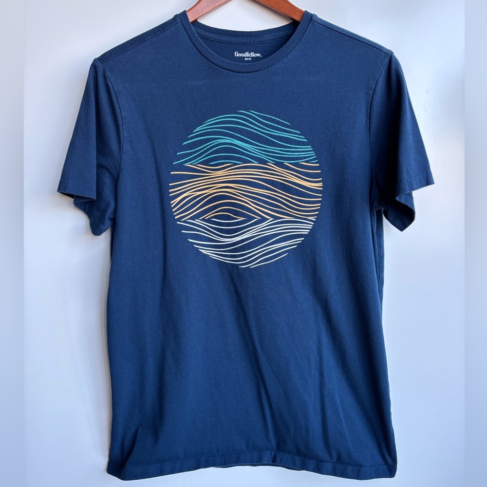 Goodfellow & Co Men's Navy Wave Graphic Tee